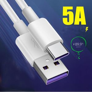 5A USB Type C snellaadkabel 1M 3FT 1,5M 2M 10FT Supersnel opladen 100W QC-snoer voor Huawei Xiaomi Samsung S23 Smart Phone Data Sync Transfer Charger Line in OPP Bag
