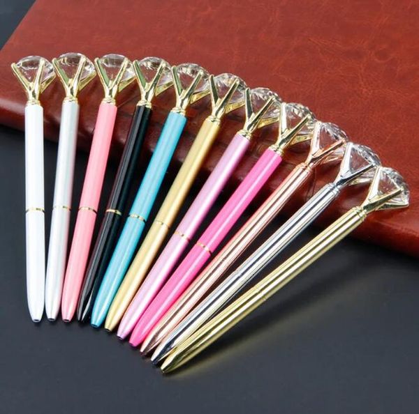 Bolígrafo Kawaii de cristal 5A, venta al por mayor, bolígrafos de gemas grandes con diamantes grandes, suministros escolares y de oficina a la moda