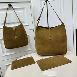 5a7 Bolso Hobo de cuero de gamuza Bolso de cubo Bolso de diseñador Mini bolso de mano Bolso cruzado Bolso de hombro con solapa Letras clásicas Hebilla de gancho Accesorios de metal de cobre Totes