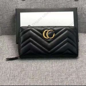 5AAA Diseñador Monedero Tarjeta Bolsa de cuero de alta calidad para hombres y mujeres Monedero con cremallera larga universal Marca de moda Monedero clásico con clip para dinero con caja