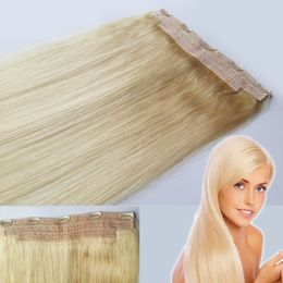 5Clips Full Head One Piece Clip in Menselijk Hair Extensions Blonde Zwart Bruin Recht 100G Braziliaans Indiaas Remy Haar 18 20 22 24