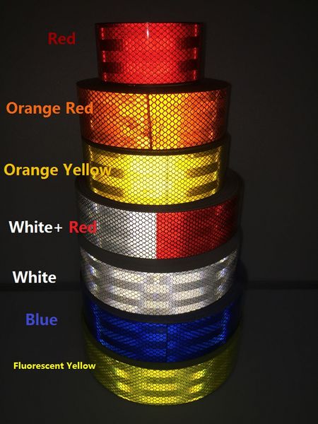 5cm * 45,7 m / rouleau Stripe Signal de trafic de camion haute intensité de la bande réfléchissante ruban adhésif blanche et rouge reflètent des bandes d'avertissement adhésif