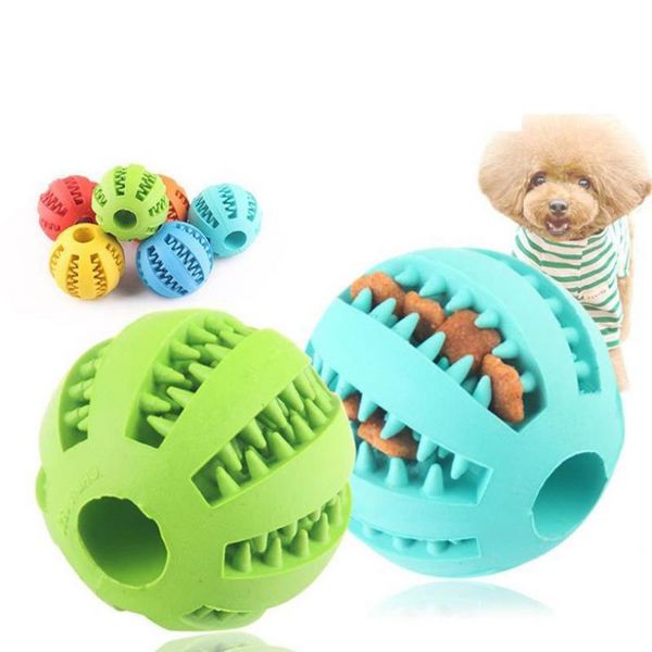 Pelota de juguete para perros de 5cm, divertido juguete interactivo elástico para masticar perros, Bola de limpieza de dientes para perros, bola de comida Extra resistente, bola de goma U0304