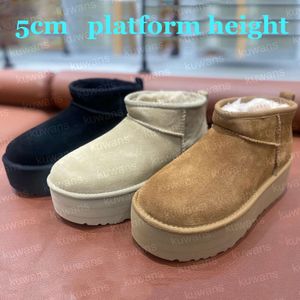 5 cm Platform Hoogte Dames Klassieke Ultra Mini Boot Australische Winter Sneeuw Designer Tasman Tazz Bont Laarzen Slippers Enkel Sherpa Trui