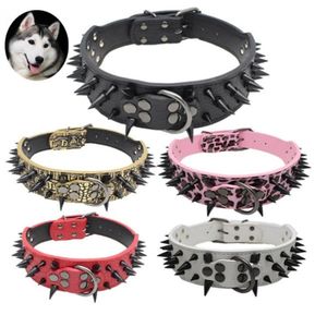 Colliers de chien en cuir clouté à pointes fraîches de 5 cm de large 3860 cm pour les races moyennes et grandes Pitbull Mastiff Boxer Bully 4 tailles 3326631