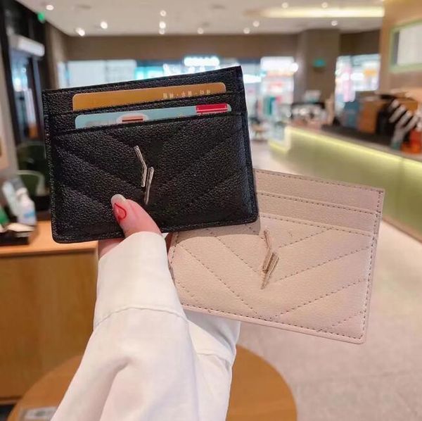 5color Classic Fashion Designer Keychain Bag Thin Style One-piece Coin Purse File Unisex Storage Bag Leather Stylis