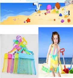 5color Whole Blanks Niños de malla Mesh Beach Beach Seashell Bag Kids Beach Toys Recibe Bag Mesh Sandboxes Away7042038