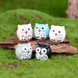 5Colors Oiseaux artificiels Owl Garden Decor Fairy Garden Miniatures Mini Gnomes Moss Terrariums Resin Crafts Figurines LL