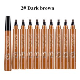 5 couleurs longue durée brun liquide stylo à sourcils étanche 4 fourchette pointe sourcil tatouage crayon femmes yeux cosmétique beauté maquillage 10 pièces 240106