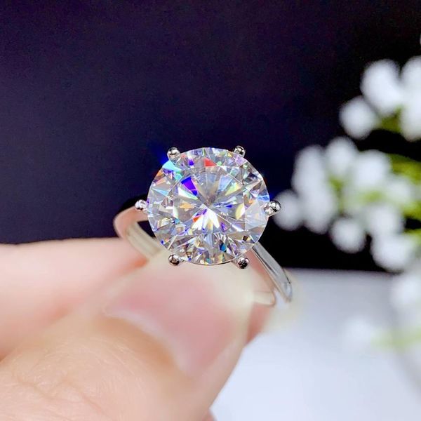 5CT Moissanite grande bague en argent 925 design de mode forte flamme couleur diamant haute dureté bagues de fiançailles de luxe pour les femmes