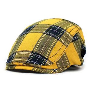 5CT9 Berets 2022 Four Seasons Fashion Joker Cotton Plaid Newsboy Caps Men Flat Peaked Cap Women Painter Beret Hats 04 D24418