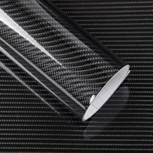 5D En Fiber De Carbone Vinyle Wrap Film Autocollant De Voiture Brillant Moto camion heet Wrap Rouleau Étanche Auto Décoration Accessoires Noir 50 * 200 cm