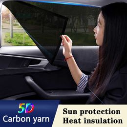 5d koolstofgaren magnetische auto -zijvenster Zon schaduw UV Bescherming Gordijn Zonneschade Mesh Zon Visor Beschermt Blinds auto -accessoires