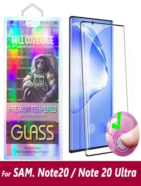 Protecteur d'écran de téléphone en verre trempé convivial pour boîtier incurvé 5D pour Samsung Galaxy Note20 Note 20 S20 Ultra S10 Note10 S9 S8 Plus No7462191