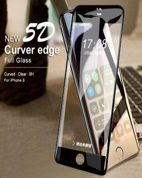 Verre de protection à bord incurvé 5D pour iPhone X 8 7 Plus, protecteur d'écran pour Apple iPhone 6, verre trempé complet, Film9894469