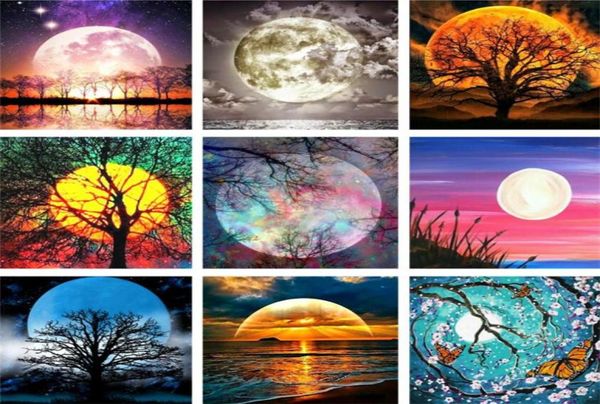 5d Diamond Painting Kits Débutant Moon Night Sea Landscape Full Drill Drawing Paint par nombre 9898 pouces XB7393423