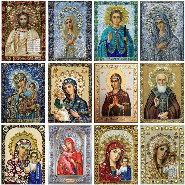 5d Pintura de diamantes Figuras religiosas, bordado de mampostería, pinturas de sala de estar, al por mayor de fábrica.