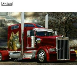 Peinture diamant 5D de camion, image complète de voiture carrée, strass, mosaïque, point de croix, camion, bâton de loup, perceuse, broderie 201201301Z