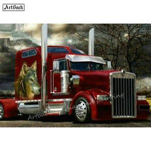 Peinture diamant 5D de camion, image complète de voiture carrée, strass, mosaïque, point de croix, camion, bâton de loup, perceuse, broderie 201201208U