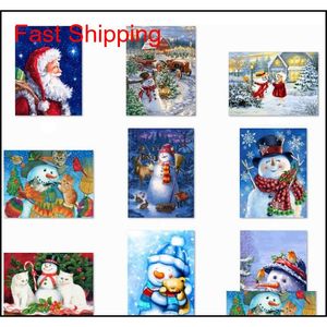 5D DIY Navidad Taladro completo Rhinestone Kits de pintura de diamantes Punto de cruz Santa Claus Snowma qylOZq embalaje2010