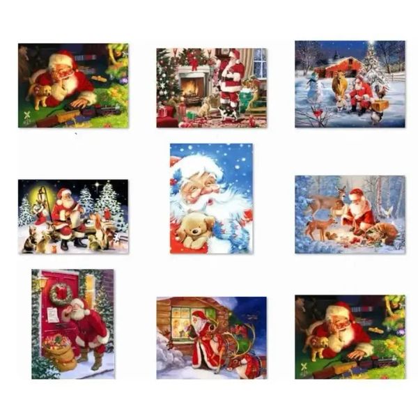 Kits de pintura de diamantes de imitación 5D DIY de Navidad, punto de cruz, Papá Noel, muñeco de nieve, hogar WHT0228 LL