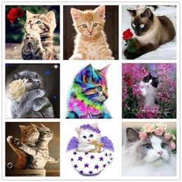 5D DIY Diamond Art Kit schilderij Cross Kitty 600+ patroon landschap zonsondergang strand kruissteek muur sticker borduurwerk schilderijen Home decor cadeau