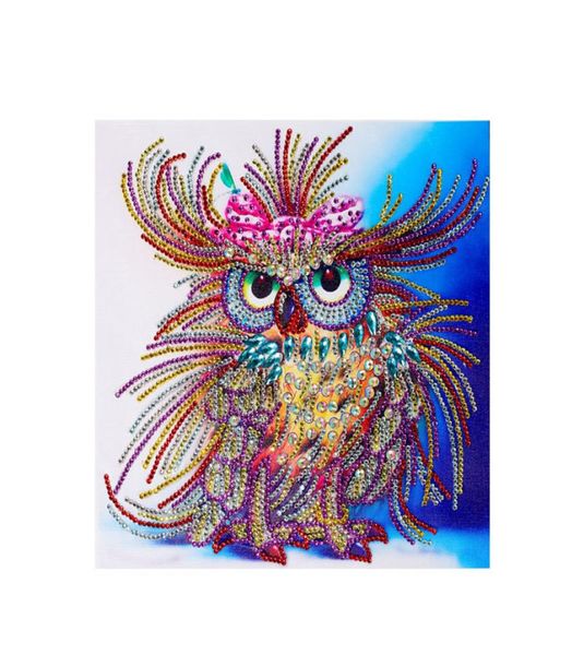 5D bricolage diamant peinture point de croix dessin animé hibou diamant broderie animal rond diamant mosaïque forme spéciale décoration murale 7404073