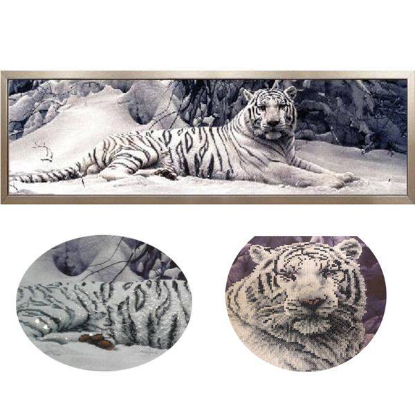 5D DIY Diamond Painting Punto de cruz Tigre blanco Diamante redondo Mosaico Diamante Bordado Animales Pinturas para el hogar Hobby Crafts 201112