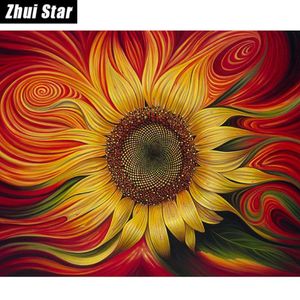 5d DIY Diamond Painting Flaming Sunflower Broderie Full Square Diamond Cross Crost Stitch Rignestone Mosaic Painting Home Decor Gift220a