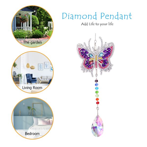 5d bricolage diamant peinture soleil cristal clair capture de vent carillon ange larmes diamant pendentif suspendu art art mosaïque kit intérieur décoration