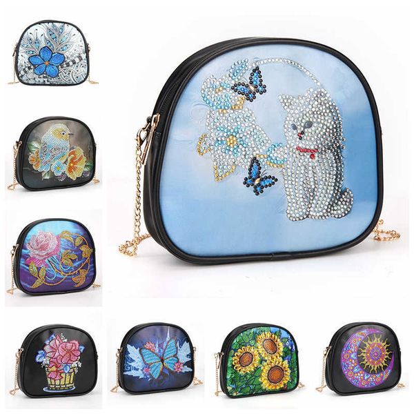 5D bricolage diamant peinture portefeuille chaîne épaule en cuir pochette porte-monnaie cosmétique sac de rangement cadeau pour femmes filles