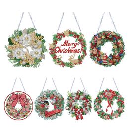 5d DIY Diamond Painting Wreath Ornament Christmas Full Garland Garland Special Crystal Kit Wall Decor 240407