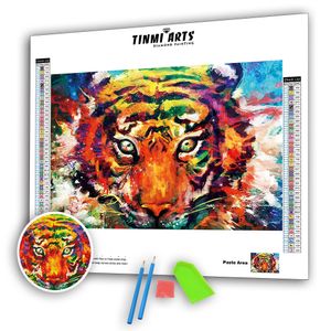 5D DIY Diamant Peintures Animaux Kits Aquarelle Tigre Photos Plein Rond AB Perceuse Broderie Strass Mosaïque Stickers Muraux 201112