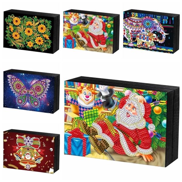 5D DIY spécial en forme de diamant peinture boîte à bijoux boîte de rangement animal diamant mosaïque kits de broderie décoration de Noël 201202