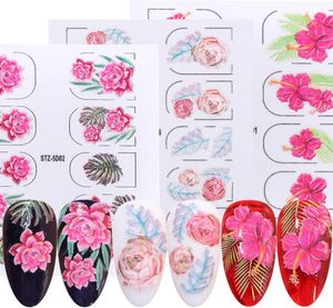 5D Sticker à ongles en rose en relief fleurissant le curseur d'eau de feuille gravée pour les ongles décorations d'art manucure de fleur de décalage 7683826