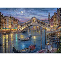 5D borduurwerk Venetië stad landschap diamant schilderij brug en boot kruis steek de schilderijen van strass landschap