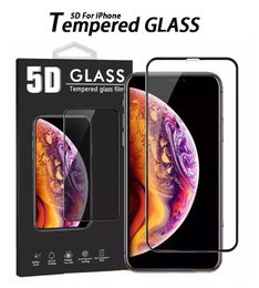 5D Volledige omslagscherm Beschermer voor iPhone 14 Plus Pro Max 7 8 Plus XR XS 11 13 Mini Samsung 9h Tempered Glass Film met retailpakket