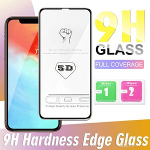 5D Volledige gebogen lijmschermbeschermer voor iPhone X 11 Pro Max 7 8 Plus 9H Hardheid Tempered Glass Anti Scratch Shatter Proof Film