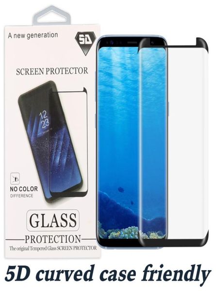 Protecteur d'écran entièrement incurvé 5D pour Samsung S10 PLUS S10 Note 10 S20 Plus, verre trempé adapté aux coques pour Samsung S9 Protector Fi8995735