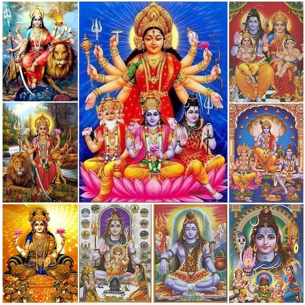 5d Hindu Ganesha Krishna Diamante Pintura Vishnu Brahma y Shiva Hindu God Diy Diamante Mosaico Decoración del hogar