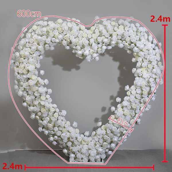 5D ivoire rose hortensia rangée florale amour en forme d'arc cadre décor arrangement mariage toile de fond fleurs stand événement accessoire 240131