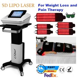 5D Lipo-lasermachine Lichaamsvermagering Anti-cellulitis Gewichtsverlies Draagbare liposuctie Vetverbranding Pijntherapie Salon Gebruik roodlichttherapielamp Apparatuur met dubbele golflengte