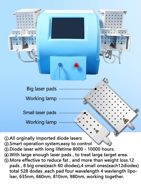 5d lipolaser diode laser 650 équipement de thérapie par la lumière rouge avec un bon effet amincissant