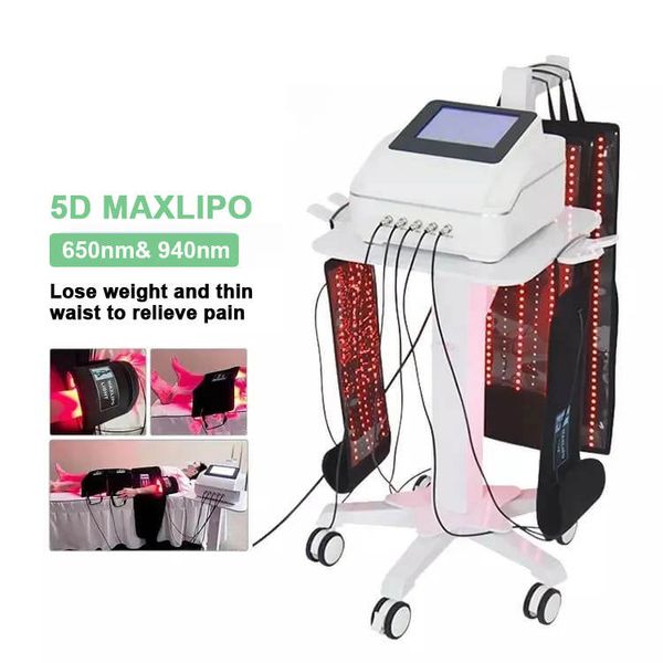5D Maxlipo 650nm 940nm Lipo Láser Adelgazante LED Cinturón Corporal Terapia de Luz Alivio del Dolor de Espalda Reducción de Grasa 200w Máquina Lipolaser para Uso en Salón