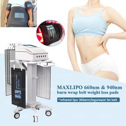 5d Maxlipo 650 Nm 940 Nm Slankmachine Dunne taille verlicht Pijnbrandwikkelriemkussentjes Infrarood lipo 360 ARM benen taille vetgordel fysiotherapie cellulitis verwijdering