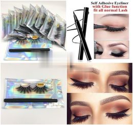 5d nertsen wimpers 25 mm faux nertsen wimpers met zelfklevende eyeliner lijm vol volume valse wimpers oog make -up zachte 3D mink 1101361