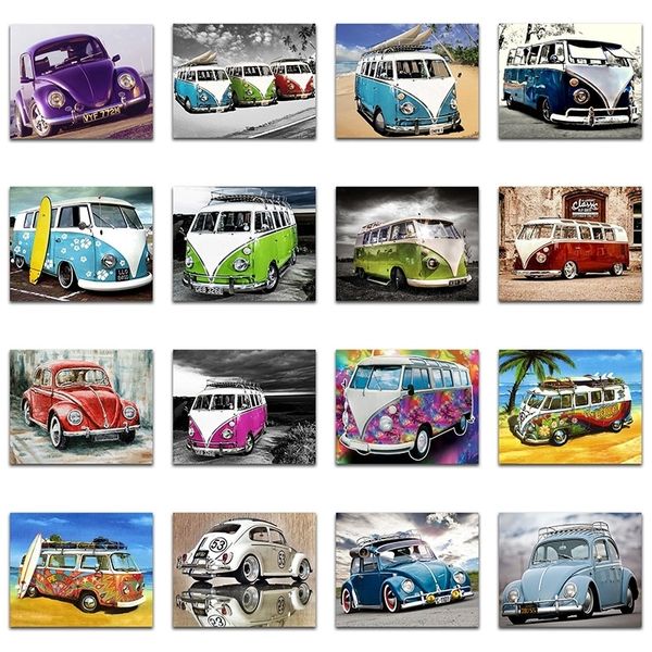 5D pintura punto de cruz mosaico de dibujos animados color VW Car set kit completo cuadrado diamante bordado Autos herramientas 201112