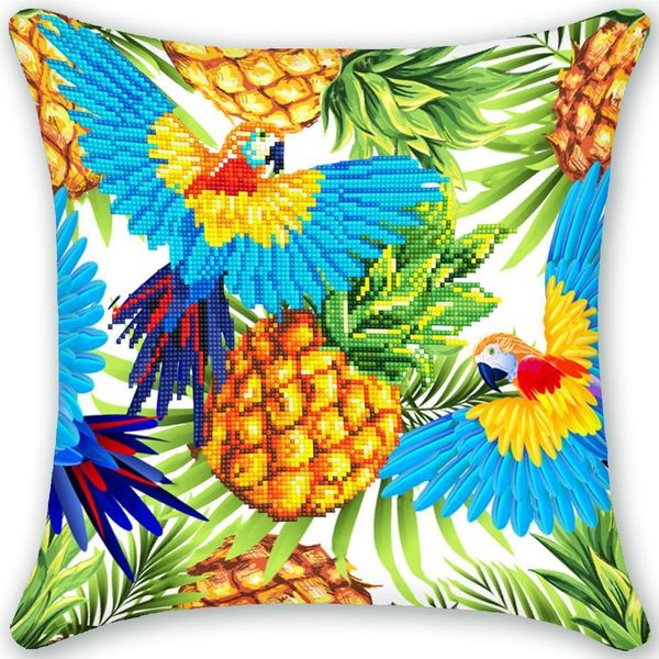 5D Ananas Diamant Peinture Housse De Coussin De Remplacement Jetant Taie D'oreiller Partielle Ronde Perceuse DIY Art Mosaïque Point De Croix Hom 201112