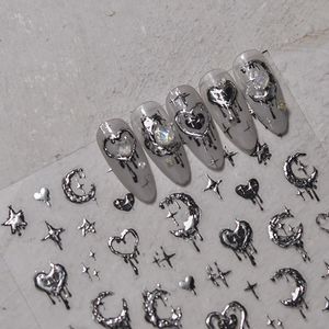 5d Reliste Relief Stamp Silted Heart Moon Stars Balloon Angel Love Adhesive Nail Art Autocollants décalouflans Manucure Charms 240509