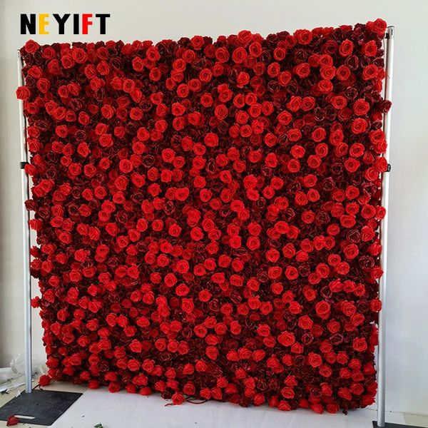 5D rouge rose tissu retrousser fleur mur l rideau suspendu tissu plante verte anniversaire événement fête mariage toile de fond déco accessoires 240127